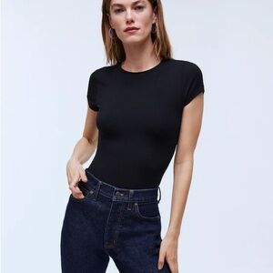 Madewell Black crewneck thong bodysuit NWT